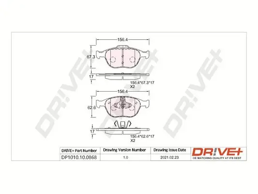 Drive+ - Гальмівні колодки до дисків DR!VE+ DP1010.10.0868 (фото 1)