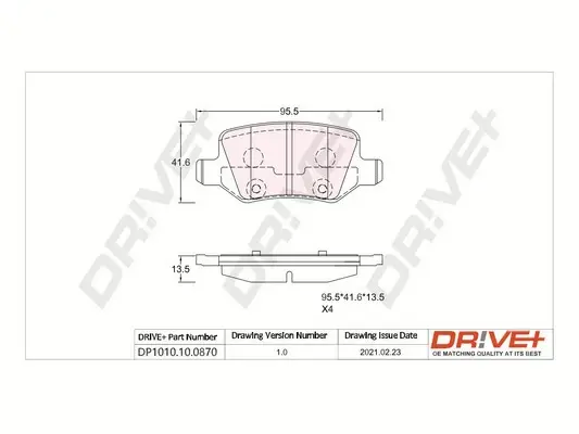 Drive+ - Гальмівні колодки до дисків DR!VE+ DP1010.10.0870 (фото 1)