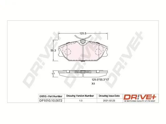 Drive+ - Гальмівні колодки до дисків DR!VE+ DP1010.10.0872 (фото 1)