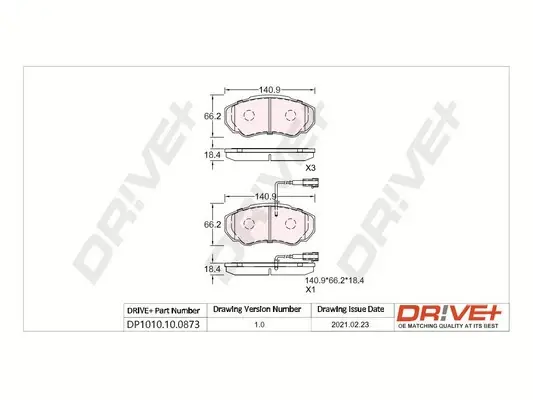 Drive+ - Гальмівні колодки до дисків DR!VE+ DP1010.10.0873 (фото 1)
