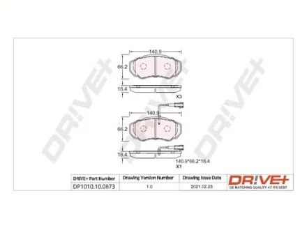 Drive+ - Гальмівні колодки до дисків DR!VE+ DP1010.10.0873