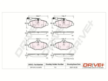 Drive+ - Гальмівні колодки до дисків DR!VE+ DP1010.10.0878