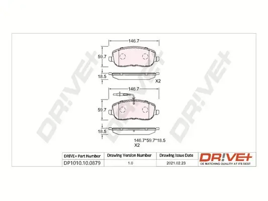 Drive+ - Гальмівні колодки до дисків DR!VE+ DP1010.10.0879 (фото 1)