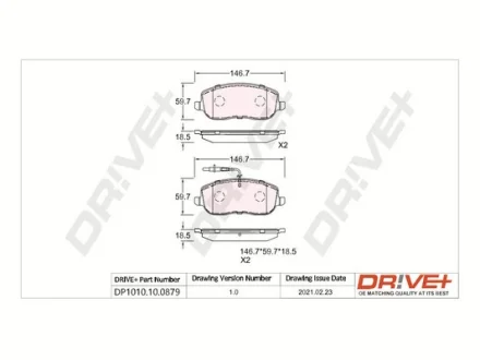 Drive+ - Гальмівні колодки до дисків DR!VE+ DP1010.10.0879