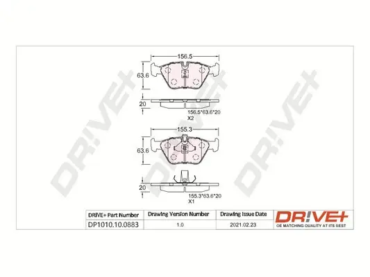 Drive+ - Гальмівні колодки до дисків DR!VE+ DP1010.10.0883 (фото 1)