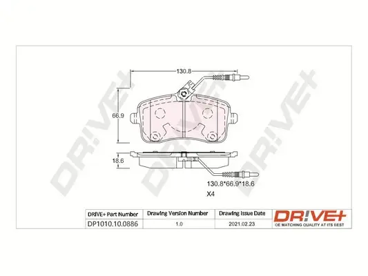Drive+ - Гальмівні колодки до дисків DR!VE+ DP1010.10.0886 (фото 1)