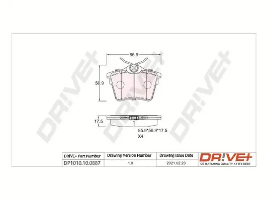 Drive+ - Гальмівні колодки до дисків DR!VE+ DP1010.10.0887 (фото 1)