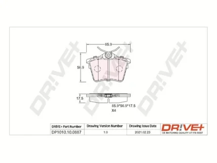 Drive+ - Гальмівні колодки до дисків DR!VE+ DP1010.10.0887