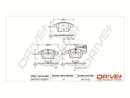 Drive+ - Гальмівні колодки до дисків DR!VE+ DP1010.10.0891