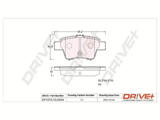 Drive+ - Гальмівні колодки до дисків DR!VE+ DP1010.10.0894 (фото 1)