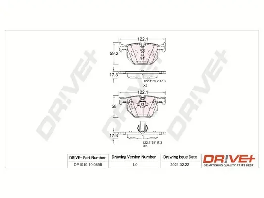 Drive+ - Гальмівні колодки до дисків DR!VE+ DP1010.10.0895 (фото 1)