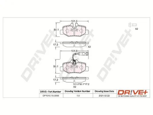 Drive+ - Гальмівні колодки до дисків DR!VE+ DP1010.10.0898 (фото 1)