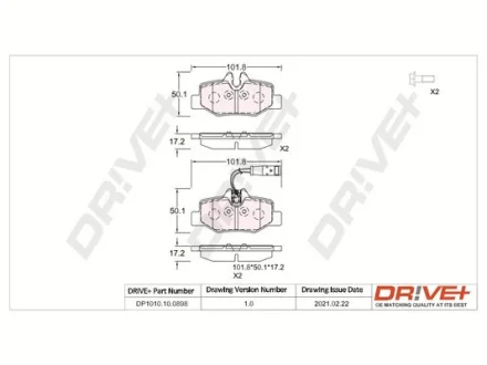 Drive+ - Гальмівні колодки до дисків DR!VE+ DP1010.10.0898
