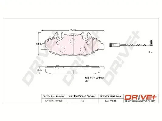 Drive+ - Гальмівні колодки до дисків DR!VE+ DP1010.10.0899 (фото 1)