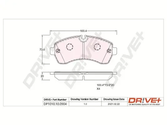 Drive+ - Гальмівні колодки до дисків DR!VE+ DP1010.10.0904 (фото 1)