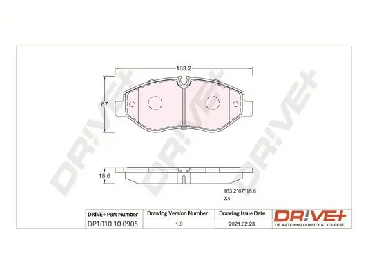 Drive+ - Гальмівні колодки до дисків DR!VE+ DP1010.10.0905 (фото 1)