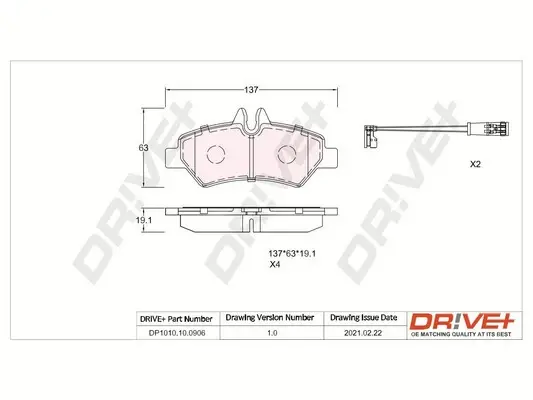 Drive+ - Гальмівні колодки до дисків DR!VE+ DP1010.10.0906 (фото 1)
