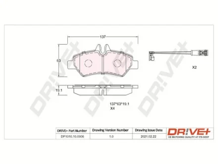 Drive+ - Гальмівні колодки до дисків DR!VE+ DP1010.10.0906