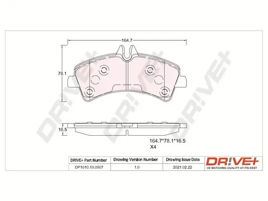 Drive+ - Гальмівні колодки до дисків DR!VE+ DP1010.10.0907 (фото 1)