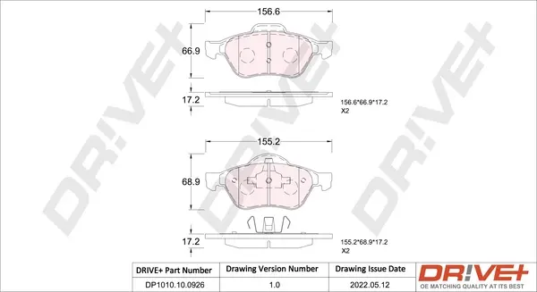 Drive+ - Гальмівні колодки до дисків DR!VE+ DP1010.10.0926 (фото 1)