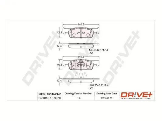 Drive+ - Гальмівні колодки до дисків DR!VE+ DP1010.10.0928 (фото 1)