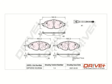 Drive+ - Гальмівні колодки до дисків DR!VE+ DP1010.10.0934