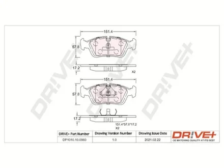 Drive+ - Гальмівні колодки до дисків DR!VE+ DP1010.10.0960