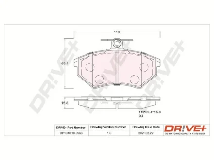 Drive+ - Гальмівні колодки до дисків DR!VE+ DP1010.10.0963