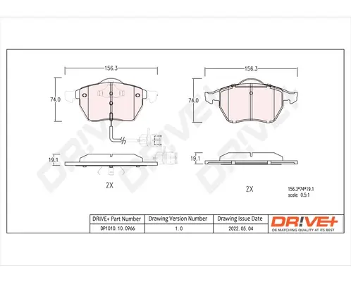 Drive+ - Гальмівні колодки до дисків DR!VE+ DP1010.10.0966 (фото 1)