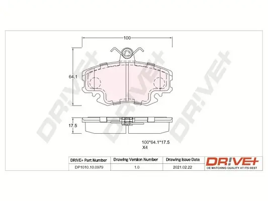 Drive+ - Гальмівні колодки до дисків DR!VE+ DP1010.10.0979 (фото 1)