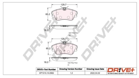 Drive+ - Гальмівні колодки до дисків DR!VE+ DP1010.10.0982