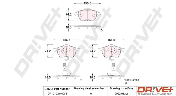 Drive+ - Гальмівні колодки до дисків DR!VE+ DP1010.10.0985 (фото 1)