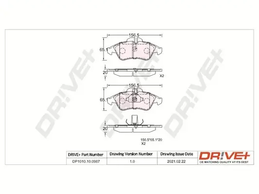 Drive+ - Гальмівні колодки до дисків DR!VE+ DP1010.10.0987 (фото 1)