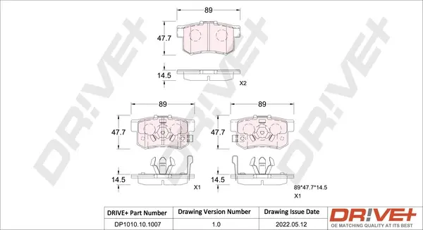 Drive+ - Гальмівні колодки до дисків DR!VE+ DP1010.10.1007 (фото 1)