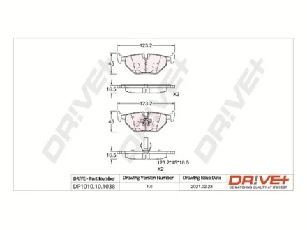 Drive+ - Гальмівні колодки до дисків DR!VE+ DP1010.10.1038