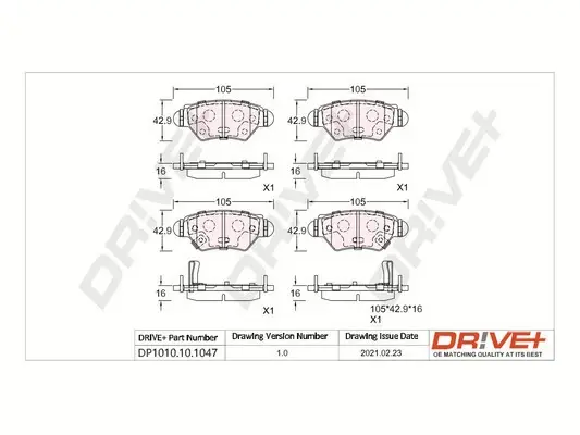 Drive+ - Гальмівні колодки до дисків DR!VE+ DP1010.10.1047 (фото 1)