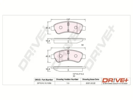 Drive+ - Гальмівні колодки до дисків DR!VE+ DP1010.10.1056