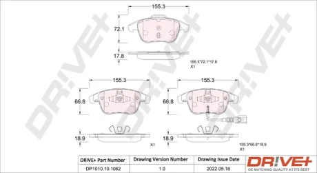 Drive+ - Гальмівні колодки до дисків DR!VE+ DP1010.10.1062