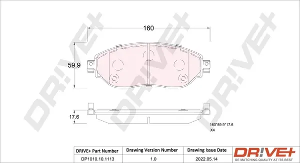Drive+ - Гальмівні колодки до дисків DR!VE+ DP1010.10.1113 (фото 1)