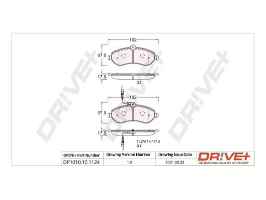 Drive+ - Гальмівні колодки до дисків DR!VE+ DP1010.10.1124 (фото 1)