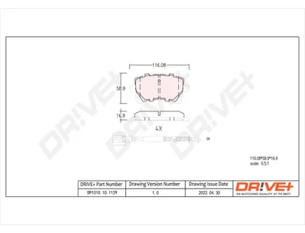 Drive+ - Гальмівні колодки до дисків DR!VE+ DP1010.10.1129