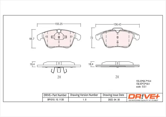 Drive+ - Гальмівні колодки до дисків DR!VE+ DP1010.10.1130 (фото 1)