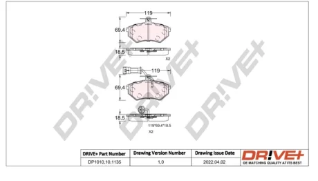 Drive+ - Гальмівні колодки до дисків DR!VE+ DP1010.10.1135