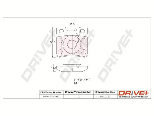 Drive+ - Гальмівні колодки до дисків DR!VE+ DP1010.10.1163 (фото 1)