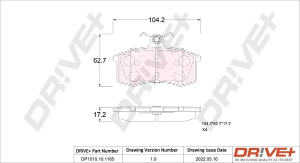 Drive+ - Гальмівні колодки до дисків DR!VE+ DP1010.10.1165 (фото 1)