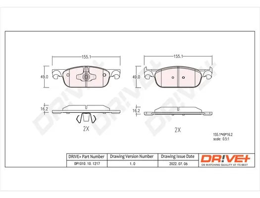 Drive+ - Гальмівні колодки до дисків DR!VE+ DP1010.10.1217 (фото 1)