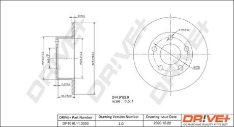 Drive+ - Гальмівний диск (кратно 2) DR!VE+ DP1010.11.0053