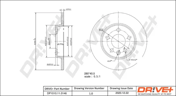 Drive+ - Гальмівний диск (кратно 2) DR!VE+ DP1010.11.0146 (фото 1)