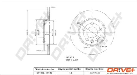 Drive+ - Гальмівний диск (кратно 2) DR!VE+ DP1010.11.0146
