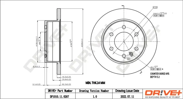 Drive+ - Гальмівний диск (кратно 2) DR!VE+ DP1010.11.0267 (фото 1)